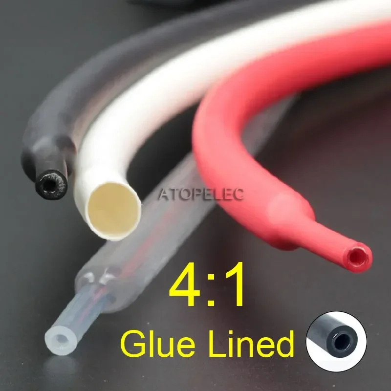 2M Diameter 4/6/8mm 4:1 Glue Lined Adhesive Heat Shrink Tube Dual Wall Waterproof Wrap Wire Cable Sleeve Sheath