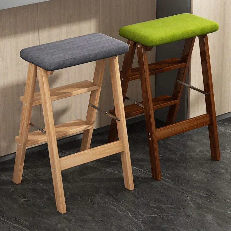 Foldable Step Stool Natural Solid Wood Bamboo Step Stool For