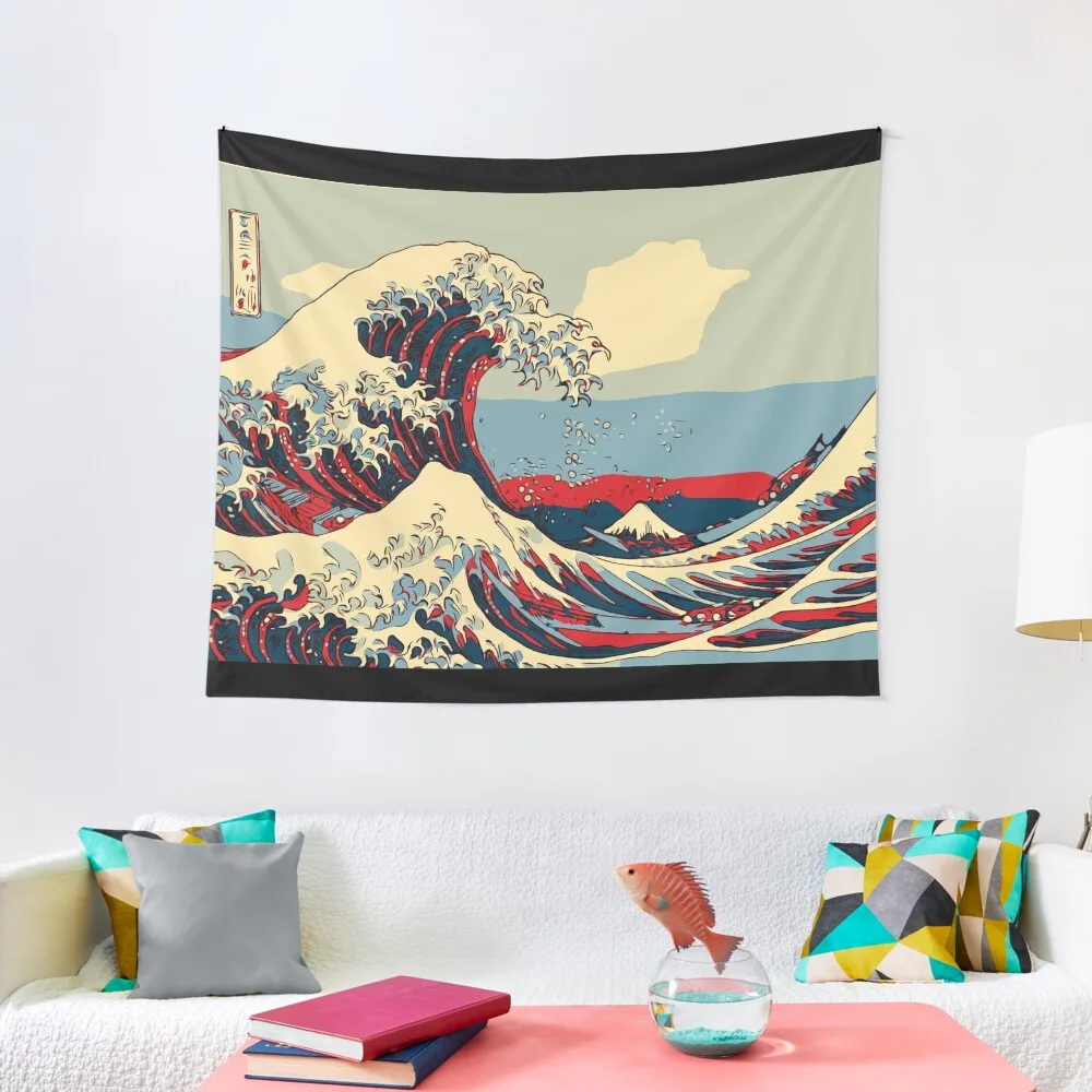

The big wave of Kanagawa revisited [pop art edition] Tapestry Carpet On The Wall Cute Decor Nordic Home Decor Tapestry