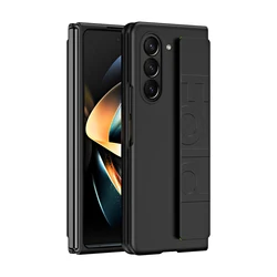 Enhanced Shockproof Wrist Strap Phone Case with Hinge Protection for Samsung Galaxy Z Fold Series (Black)