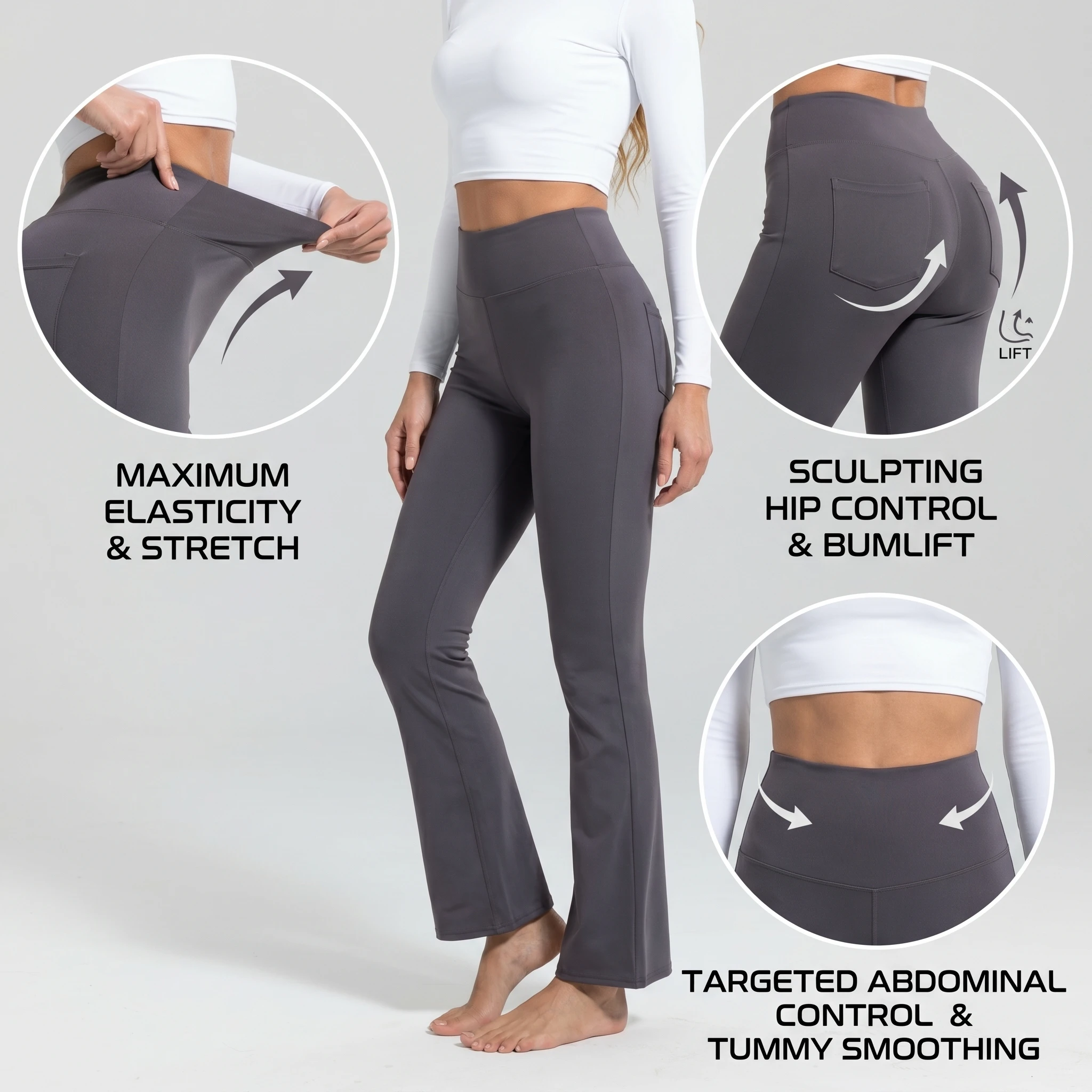 Womens Yoga Pants Flare Leggings Women Bootcut Black Flare Leggings High Waisted Long Bootleg Work Pants 5