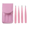 Stainless Steel Eyebrow Tweezers Point Tip/Slant Tip/Flat Tip Hair Removal Makeup Tool Kits With Bag 5