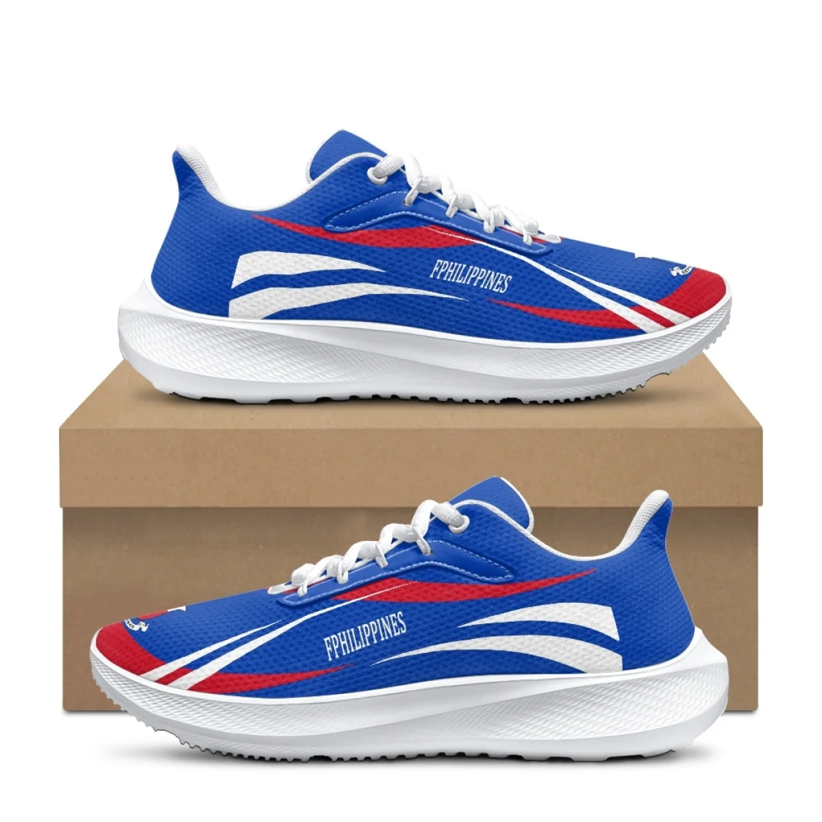 Sneakers for Women Philippine Flag Design Comfortable Lace Up Shoes Custom Your Name DIY Breathable Lightweight Walking Shoes