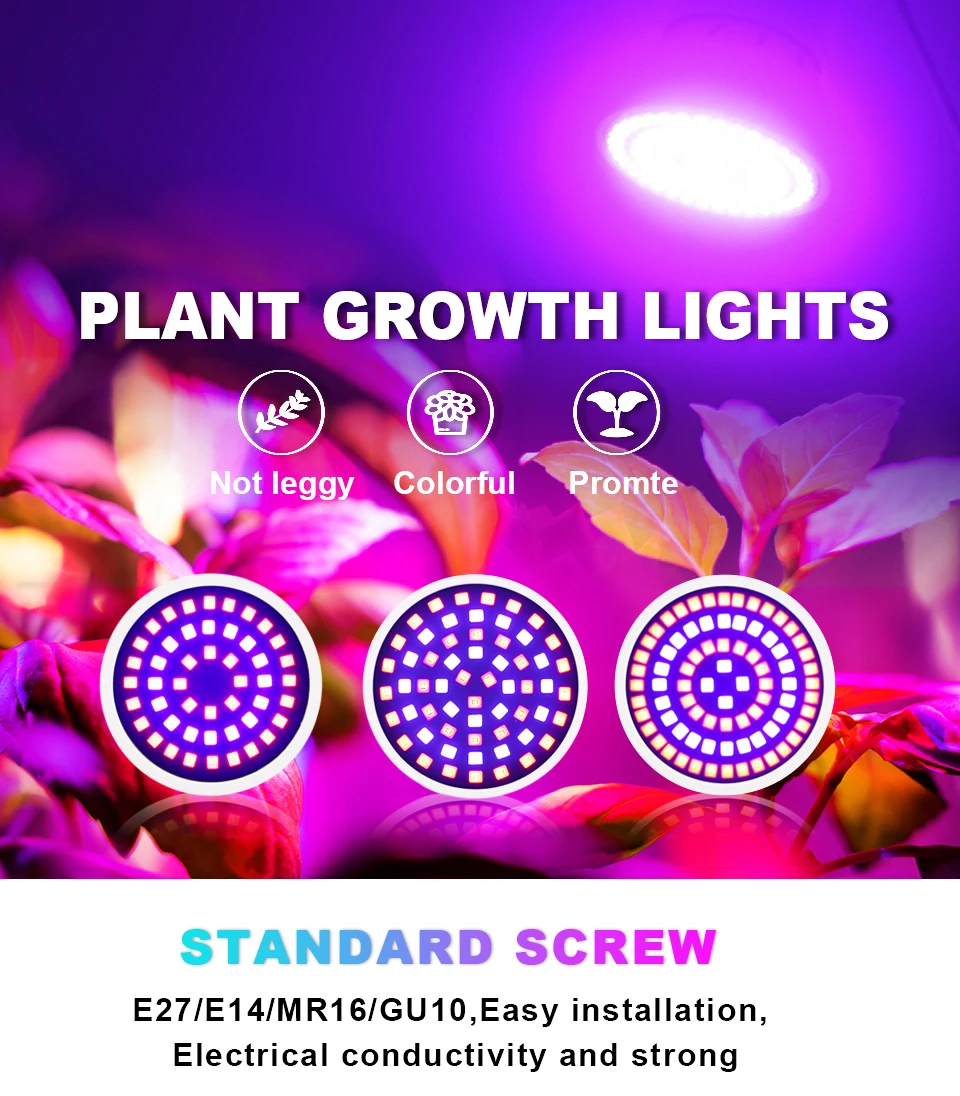 Description Picture 2 of item220V E27 60 80LEDs Plant Grow Light Phyto Lamps Led Full Spectrum Growing Bulb for Greenhouse Hydroponics Growth Fitolampy