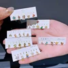 Mixed 5pcs/Set Colorful Zircon Crystal Fairy Tale Stud Earrings for Women Girls Party Gift Jewelry 1