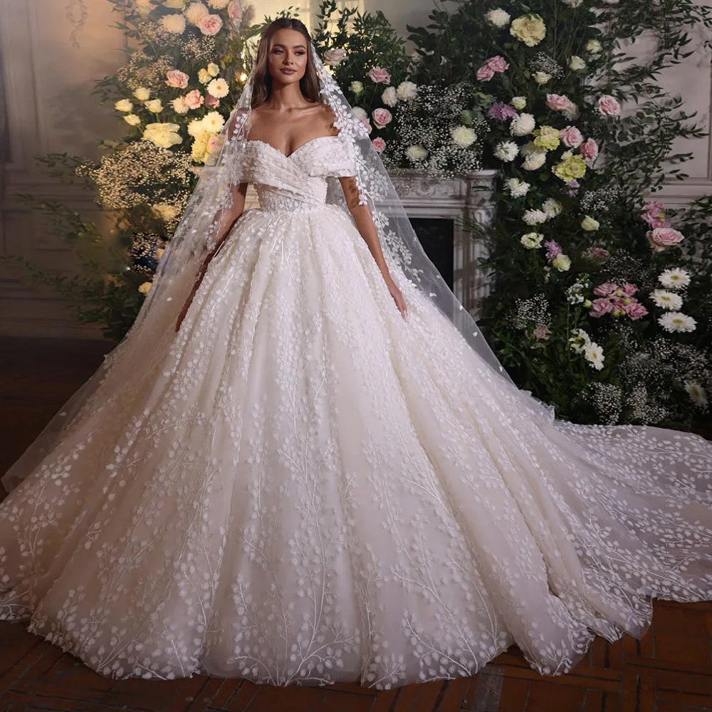 

Vestidos De Novia Princess Off the Shoulder Tulle Wedding Dresses Zipper Back Gorgeous Robe Mariage Bridal Gowns