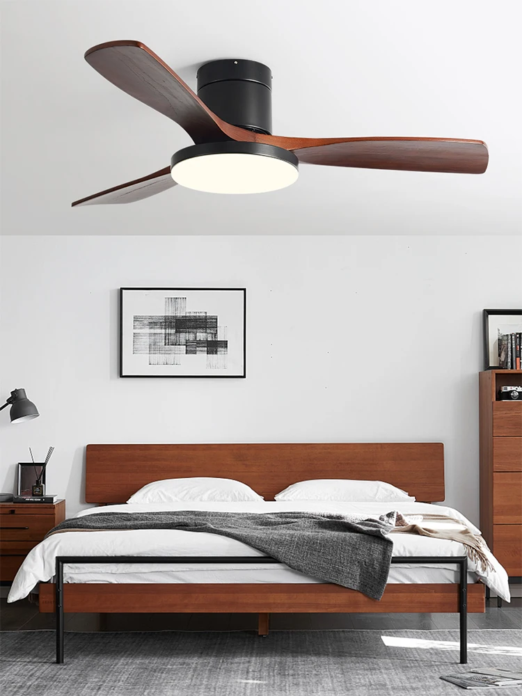 Low Floor Modern Ceiling Fan with Lights 6-speed Adjustable DC Motor Reversible Blade Remote Control LED Fan with Lights