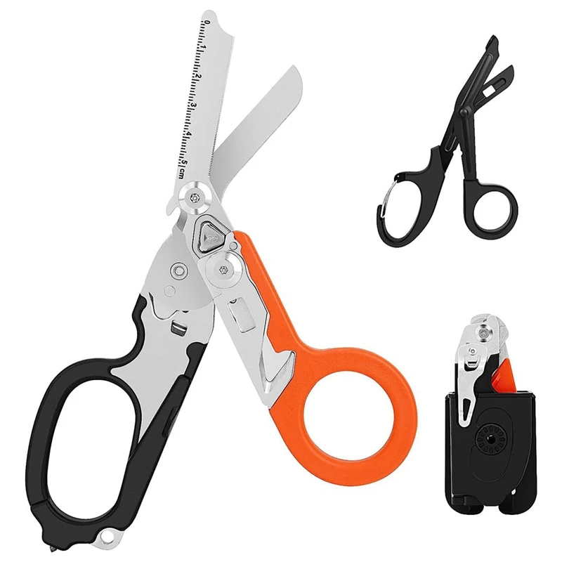 

3PCS Multifunction Raptor Emergency Response Shears Foldable Emergency Response Shears With Holster Multitool