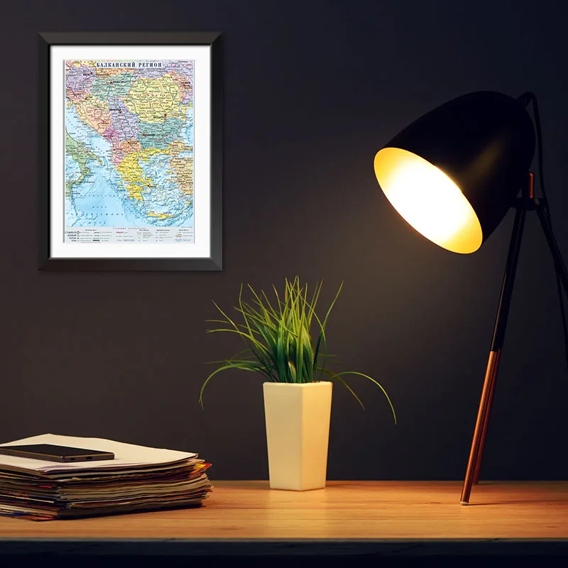 Canvas Painting Russian Language Distribution Map of the Baltic Sea States 42x59cm School Office Wall Decor Supplies
