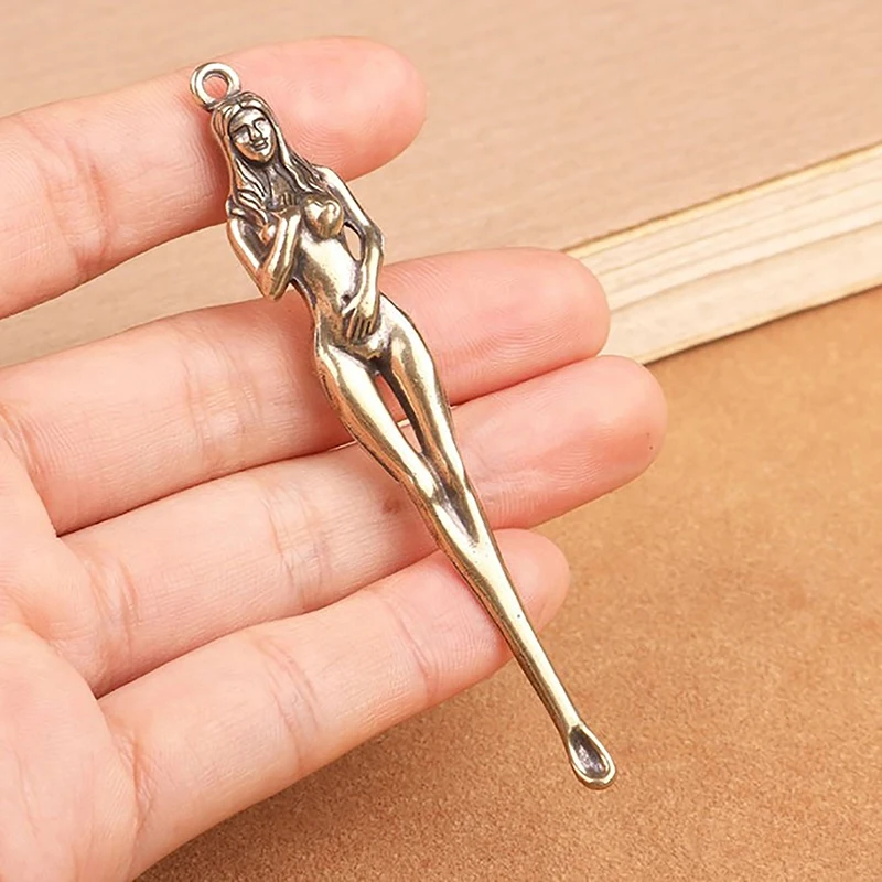 

1PCS Retro Brass Ear Spoons Portable Ear Cleaning Tool EarPick Ear Wax Remover Curette Cleaner Ear Pick Keychain Pendants