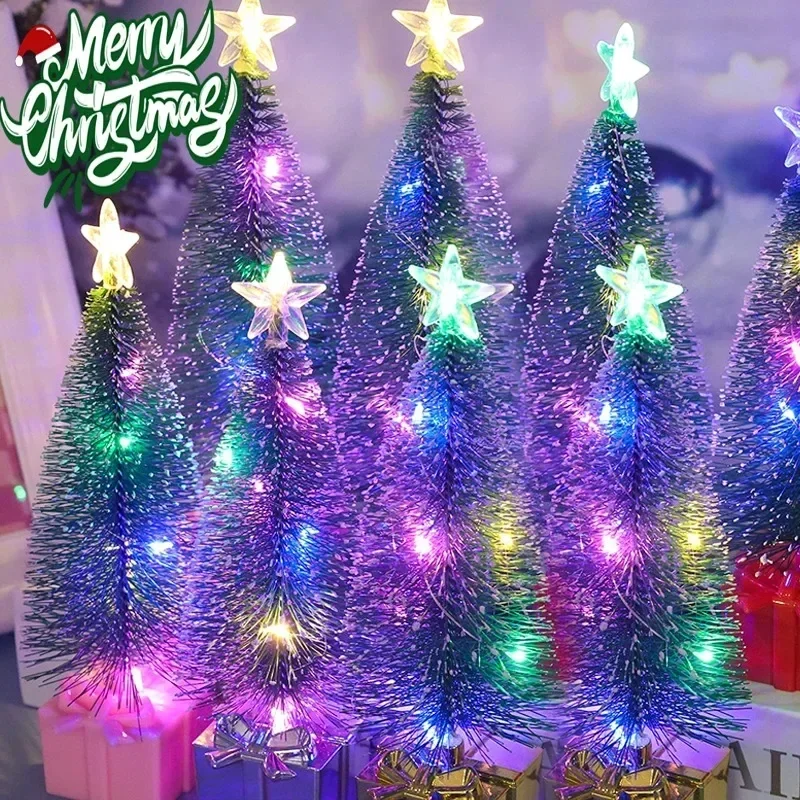 Festive Mini LED Christmas Tree Candle Lamp - Colorful Luminous Night Light Decorations for Holiday Home & Party Decor