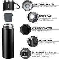 500ML 304 Stainless Steel Vacuum Insulated Bottle Gift Set Office Business Style Coffee Mug Thermos Bottle Portable Flask Carafe 6