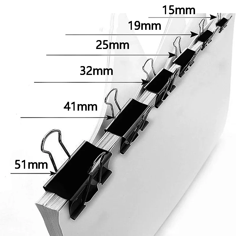 Metal Binder Clips Paper Clamps Notes Letter Paper Clip Office School Stationery Binding Securing Clips 15/19/25/32/41/51mm 5pcs binder clips,paper clips,metal clamp clips