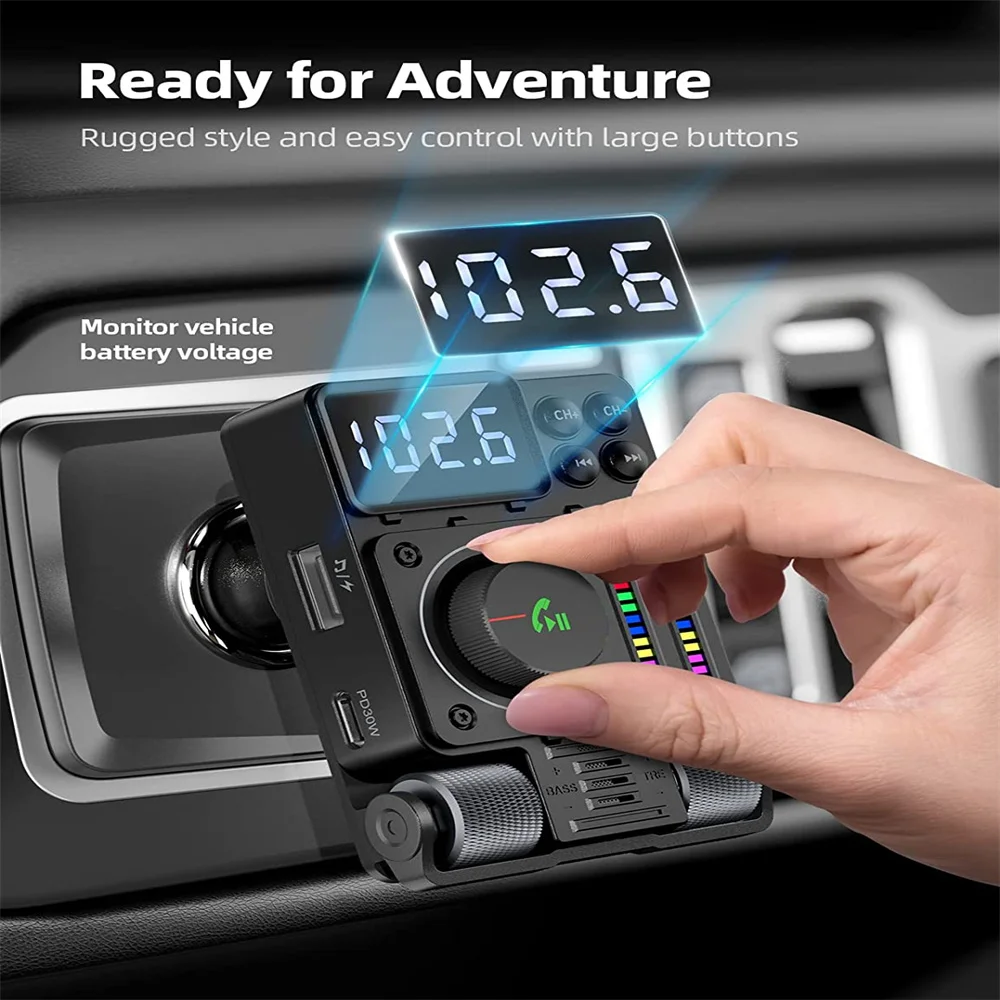 Bluetooth Audio Adapter FM Transmitter Car MP3 Player Bluetooth 5.3 Car Wireless FM Transmitter Radio Adapter PD30W QC3.0 Fast Charging Car MP3 U Disk Music Player Accessories bluetooth audio adapter,fm transmitter,car mp3 player