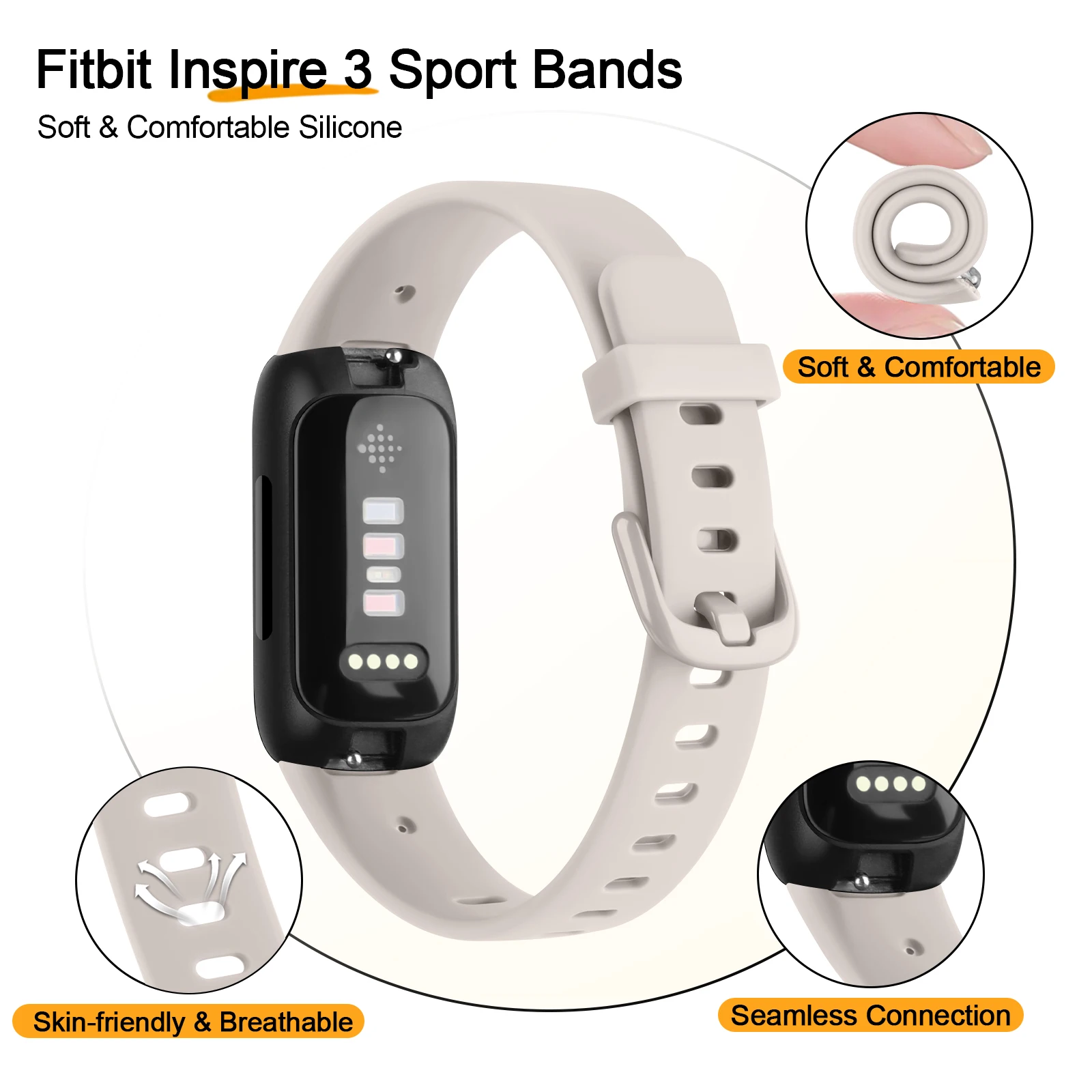 Soft Silicone Adjustable Sport Bracelet – Pack of 3 Watchbands