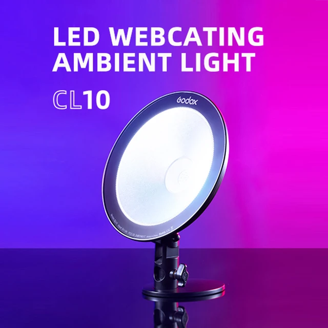 Godox CL10 RGB Ambient Light, 36000 Colors LED RGB Atmosphere Background  Light with 39 Special Light Effects, Studio Decorate Light with APP/Remote