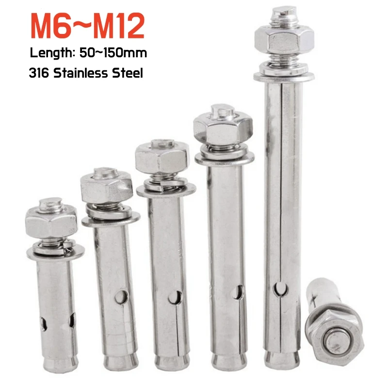 Description Picture 3 of item316 A4 Stainless Steel Expansion Screw Anchors Bolt for Concrete M6 M8 M10 M12 Wall Anchor Screw Fastener