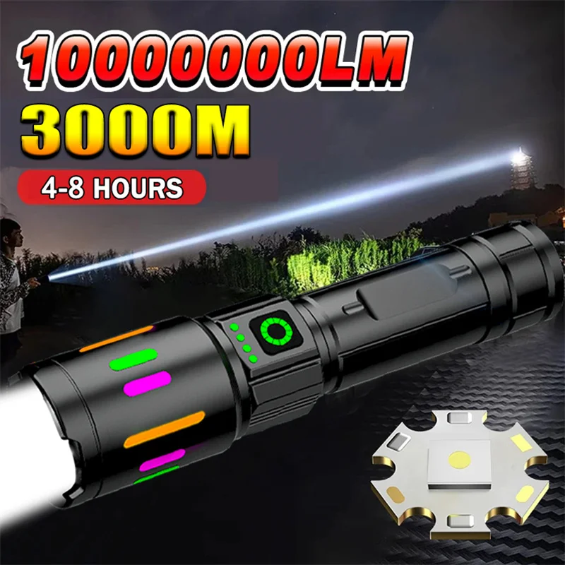 Lampes de poche LED GT10 haute puissance Zoom télescopique torche Super puissante lampe de poche Ultra puissante pour le Camping, l'extérieur et l'utilisation d'urgence