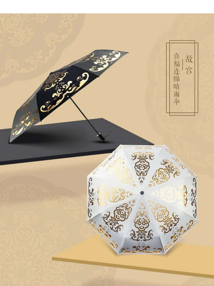 

Sunny Umbrella Black Glue Happy Birthday Gift Printing Plant Imperial Palace Graduation Gift Unisex Black White New ChineseStyle