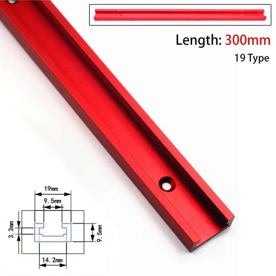 1Pcs Slide Guide Rail T-Track Aluminium Alloy 300-600mm T-Slot Track T Slider Fixture Slot Slide 19 Type 19x9.5mm image 9