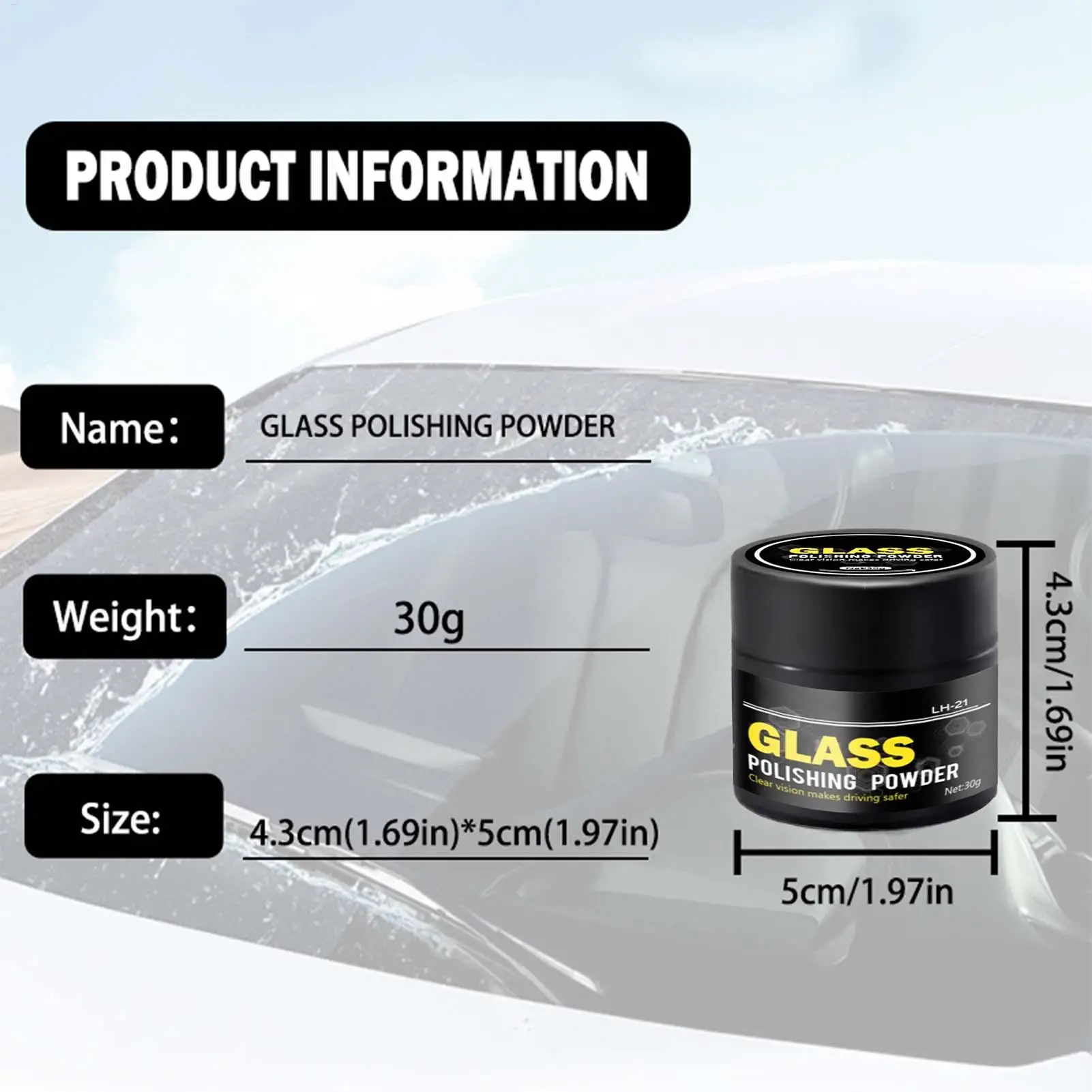 Car Glass Polishing Powder Auto Windshield Oil Film Remover Window Polishing Compound Powder Glass Polishing Powder Cleaner