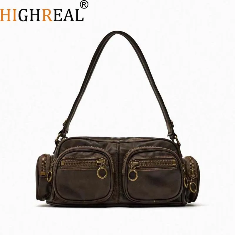 

Сумка на плечо женская в стиле панк, модный саквояж для подмышек из искусственной кожи, сумочка для покупок в стиле панк