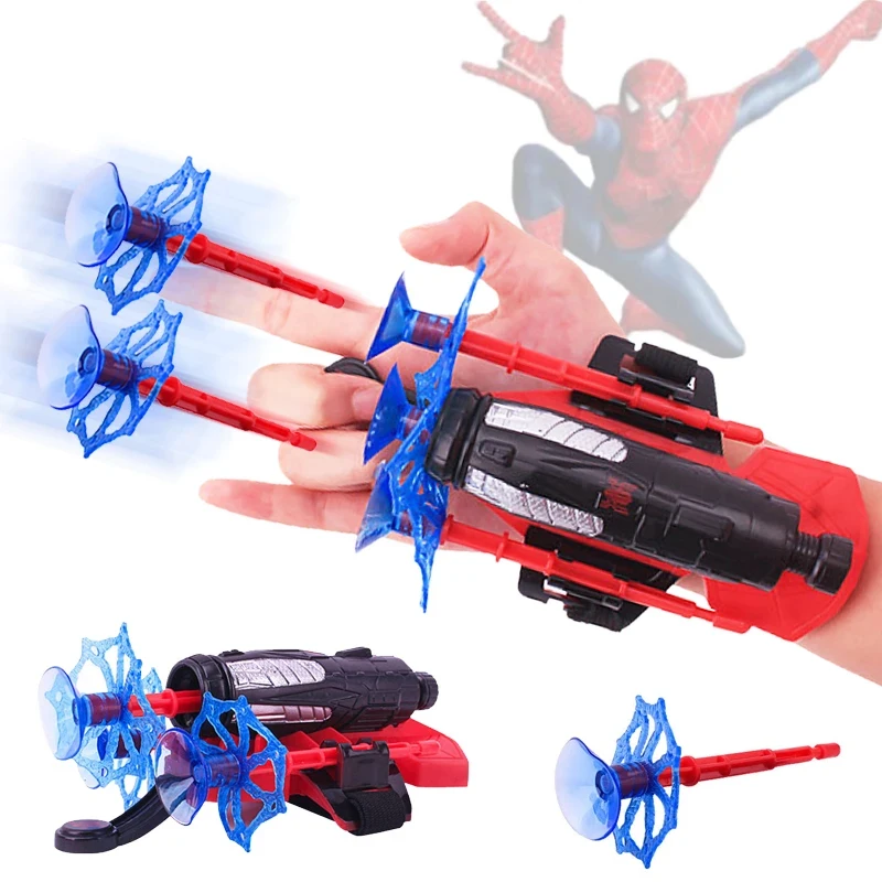 XLZJYIJ Gant de Lanceur pour Spiderman, Gant de Cosplay en Plastique,  Lanceur de Héros avec Masque et Fléchettes, Jouet de Poignet de Lanceur