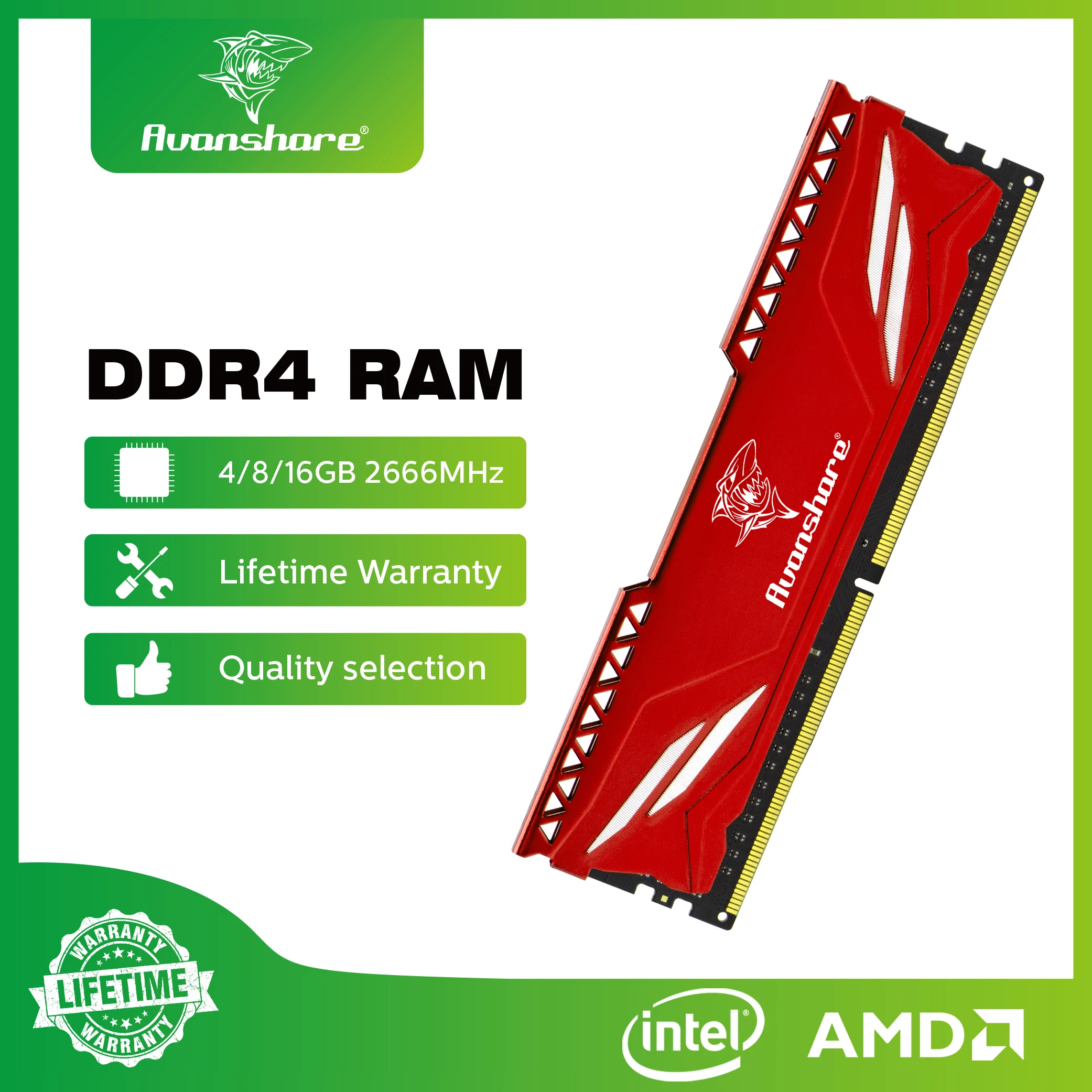 Avanshare Ram Ddr4 4Gb 8Gb 16Gb 32Gb 2400Mhz 2666Mhz 3200Mhz Memoria Desktop Dimm Alta Compatibile Con Dissipatore Di Calore