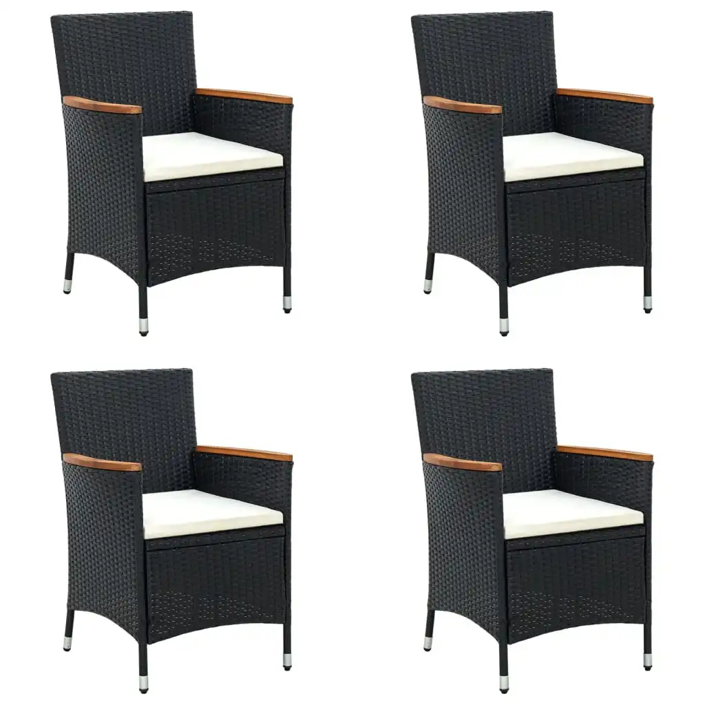 Обеденные стулья для патио, 4 шт., поли-ротанговый черный, 24x23,6x34,6 дюйма, уличный стул, уличная мебель уличные стулья для патио напольная мебель для крыльца набор мебели для балкона стул для отдыха декор 4 шт сетчатый дизайн сталь черный