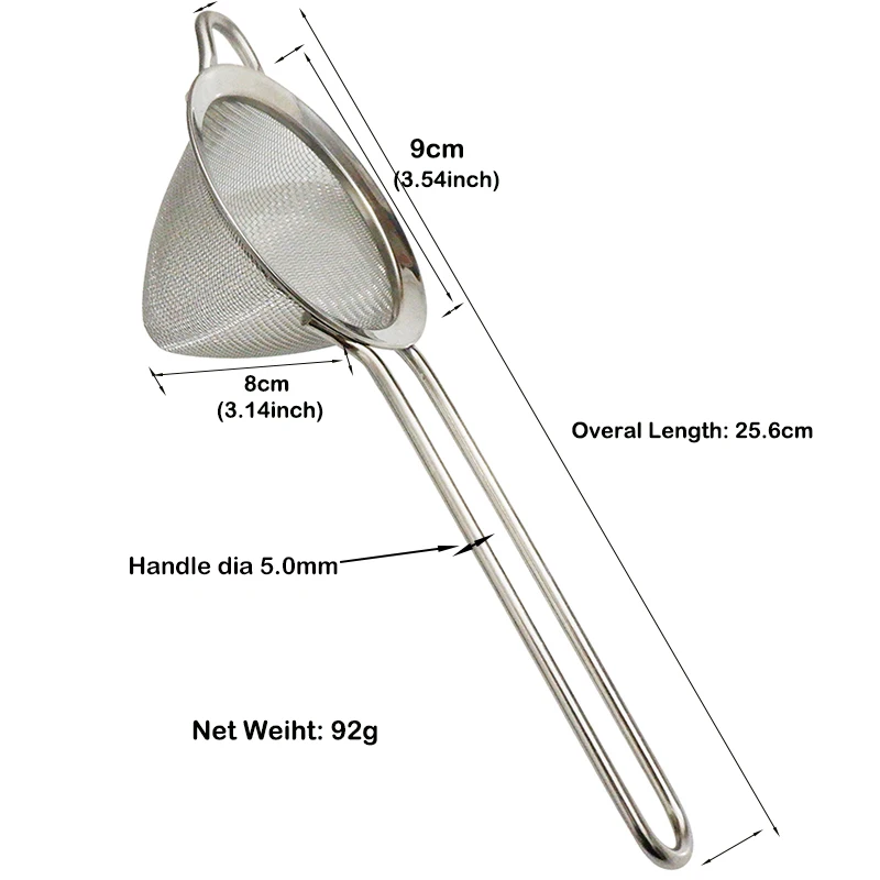 Fine Mesh Cocktail Strainer Conical Bar Strainer Stainless Steel