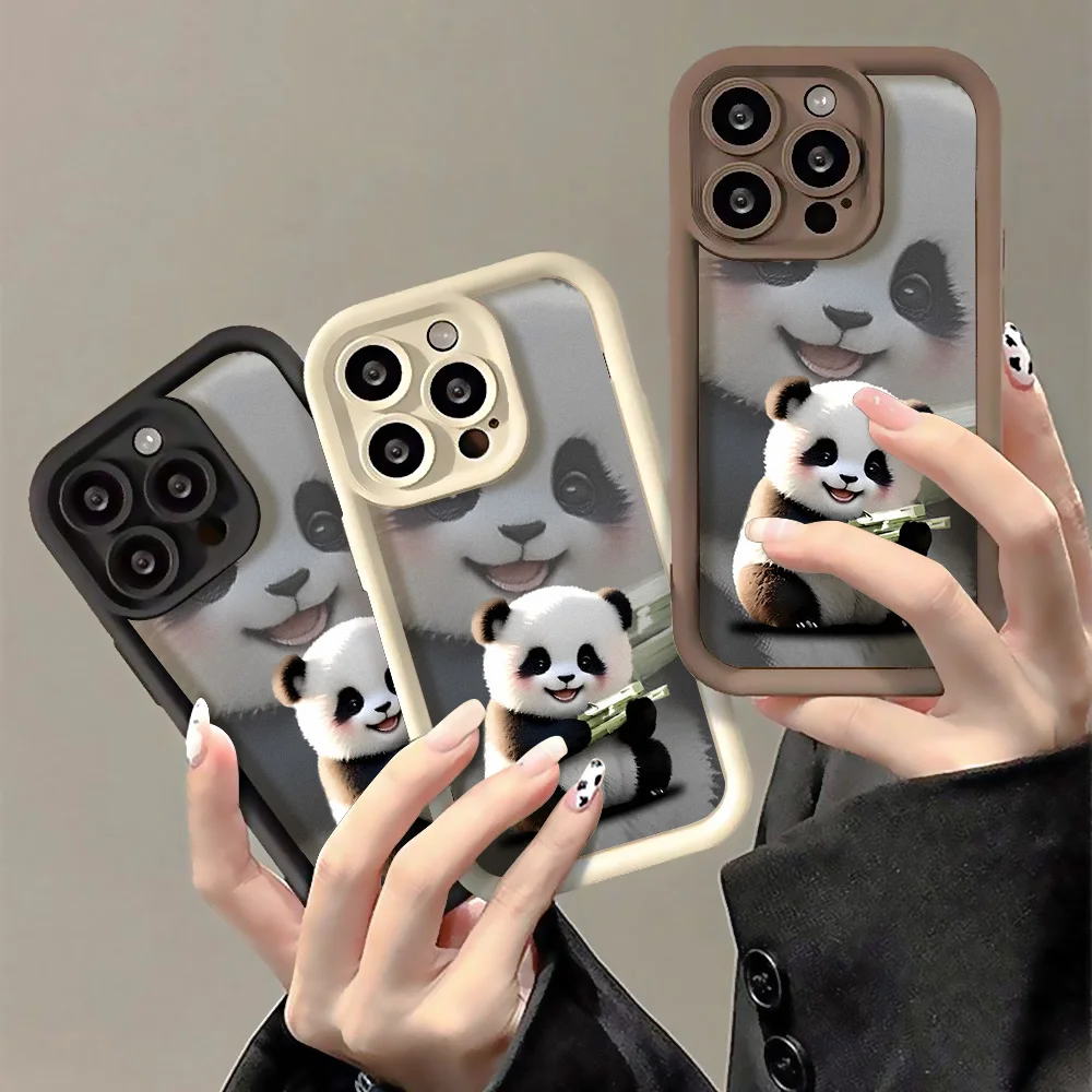귀여운 팬더 케이스 iPhone 11 케이스 iPhone 15 12 11 14 13 16 Pro Max 14 15 16 Plus X XS Iphone16 16Pro 11Pr 충격 방지 Funda