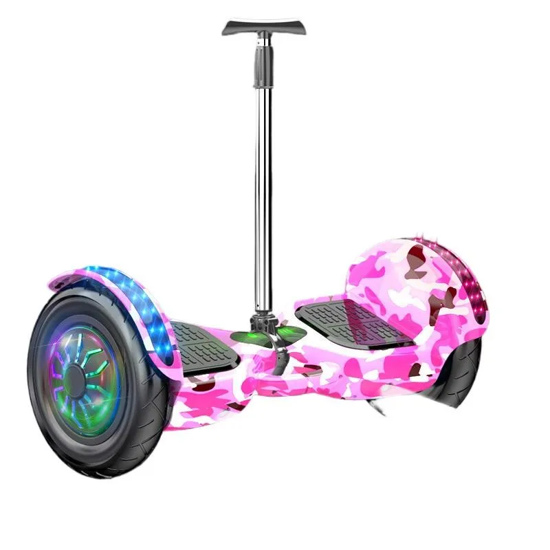 10 Inch Intelligent Electric Balance Vehicle With Hand Lever Children's Inflatable Luminous Wheel Dual Wheel Balance Scooter