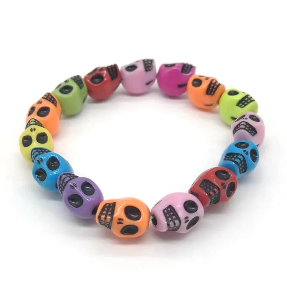 CSIYANJRY99 Bracciale Gotico Con Teschio E Scheletro - Regolabile, Punk, Per Donna E Uomo - Regalo Halloween - 4