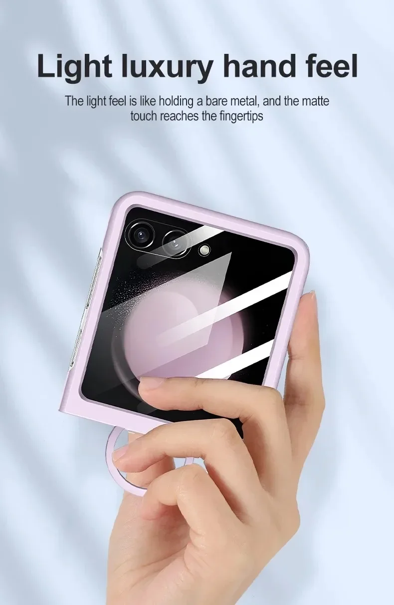 Liquid Silicone Original Ring Holder Case for Samsung Galaxy Zflip 6 Z Flip 5 6 Screen Glass Film 2in1 Shockproof Cover Z Flip 6_voghion.com