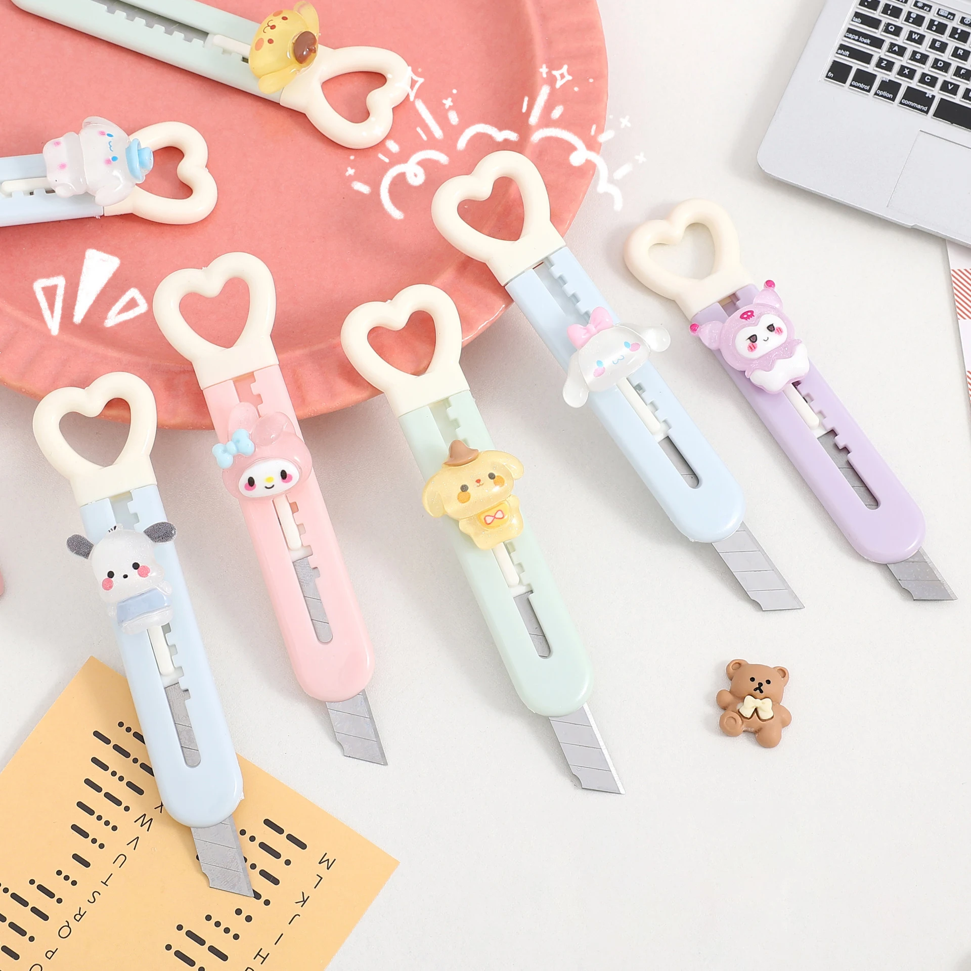 

Sanrio Surrounding Kawaii Hello Kitty Cinnamoroll My Melody Stereo Doll Utility Knife Paper Knife Box Opener Diy Tools
