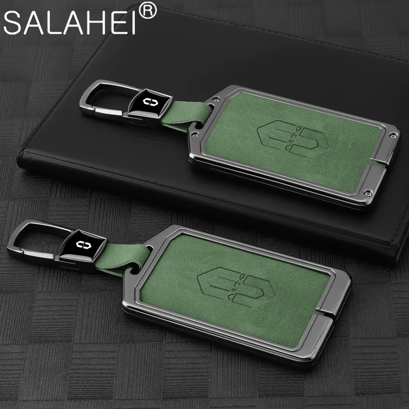 

Fashion Suede Car Key Case Full Cover For Aito M5 M7 Card Buckle Protector Shell Keychain Anti-loss Keyless Bag Auto Accessories