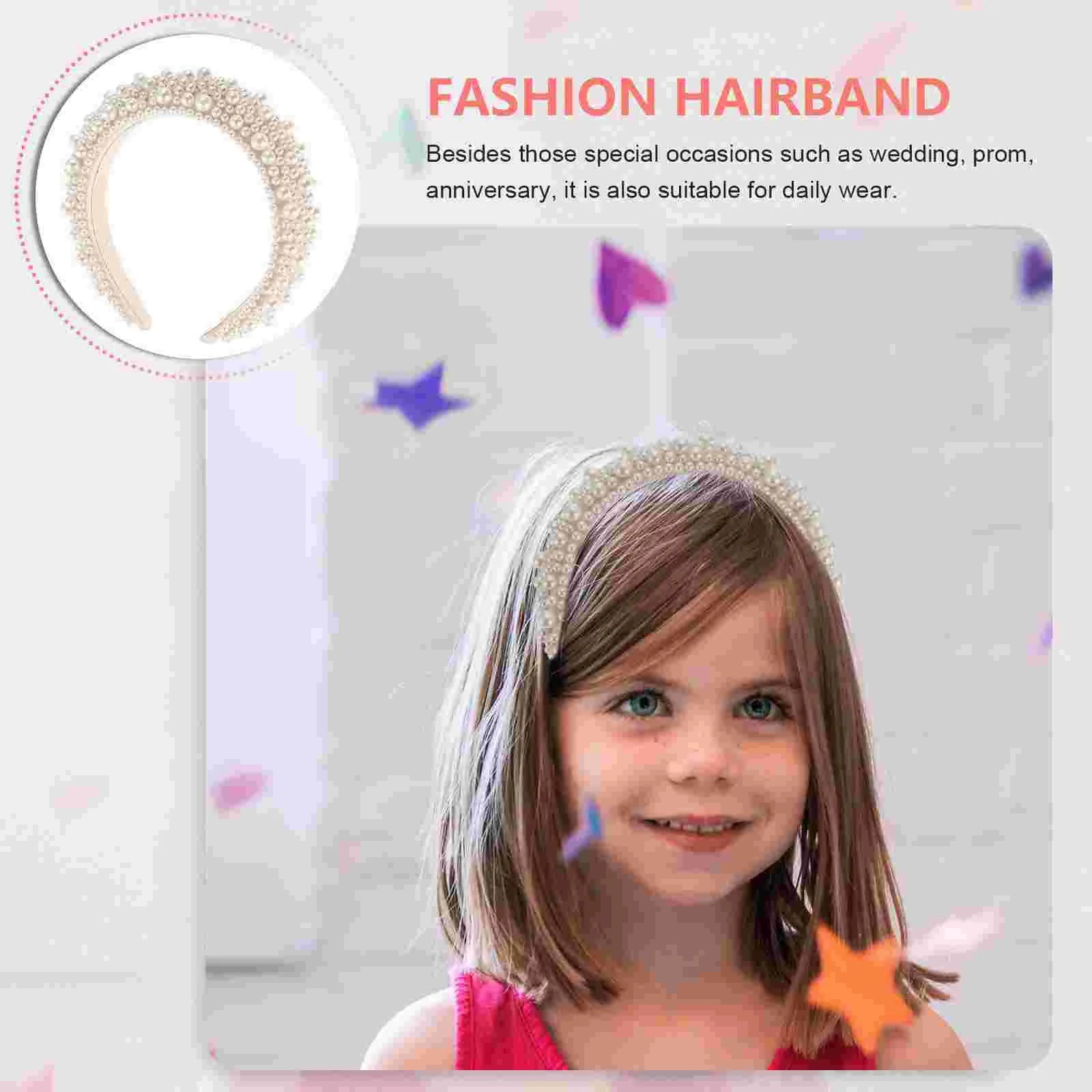 Sponge Pearl Headband Hair Accessories for Women Woman Accessory Chic Hoops Headdress Decorative Hairband Headgear Bands 3