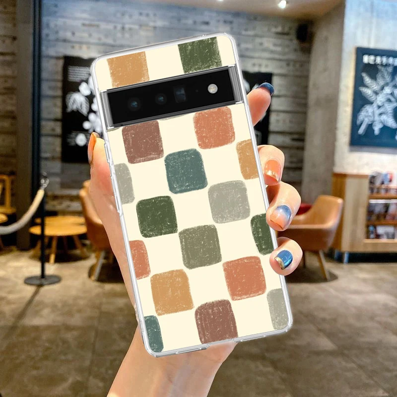 Checkerboard Pattern Soft Clear TPU Phone Case Cover