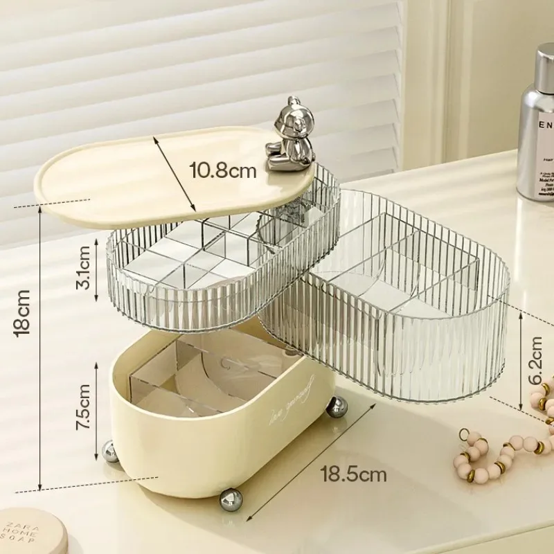 Light Luxury Lipstick Jewelry Dressing Table Storage Rack Jewelry Rotary Table Storage Box Dust Proof Multi Layer Transparent 6