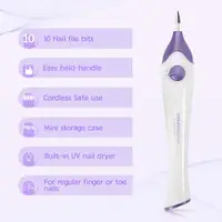 TOUCHBeauty Electric Nail File with 10pcs Nail e Drill Bits, Nail Polishing Device for Natural Fingers and Toes Care TB-1335 Pur 2