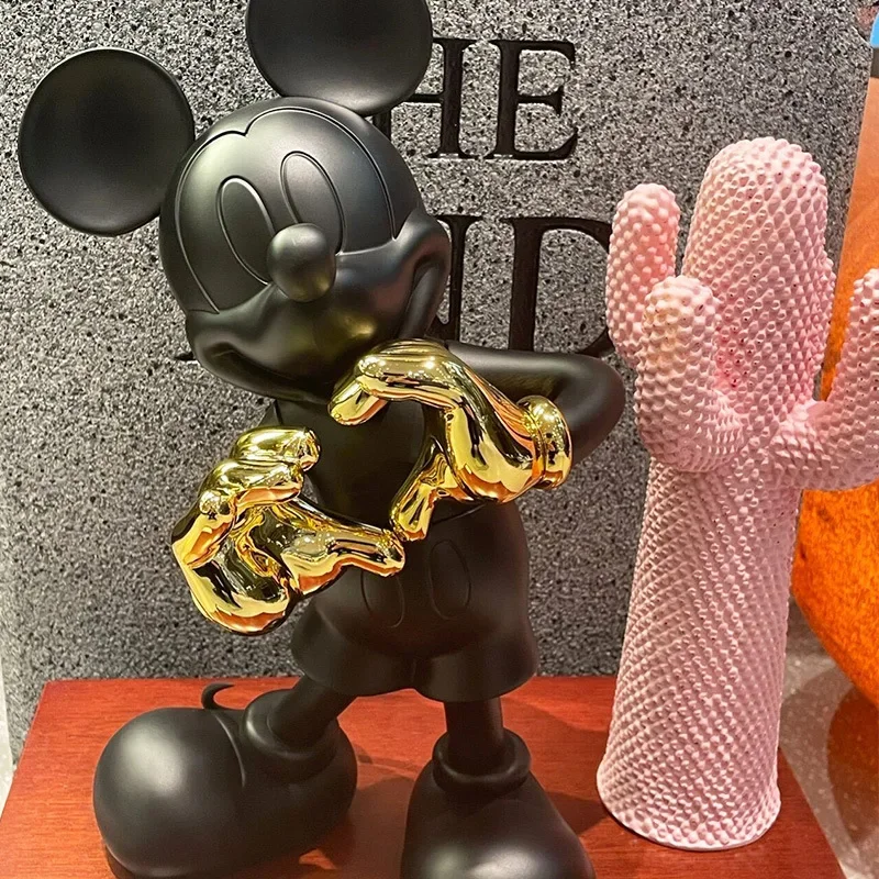 

30cm Disney Cartoon Mickey Mouse Animation Model Resin Anime Doll Black Mickey Love Ornament Action Figure Toys for Children