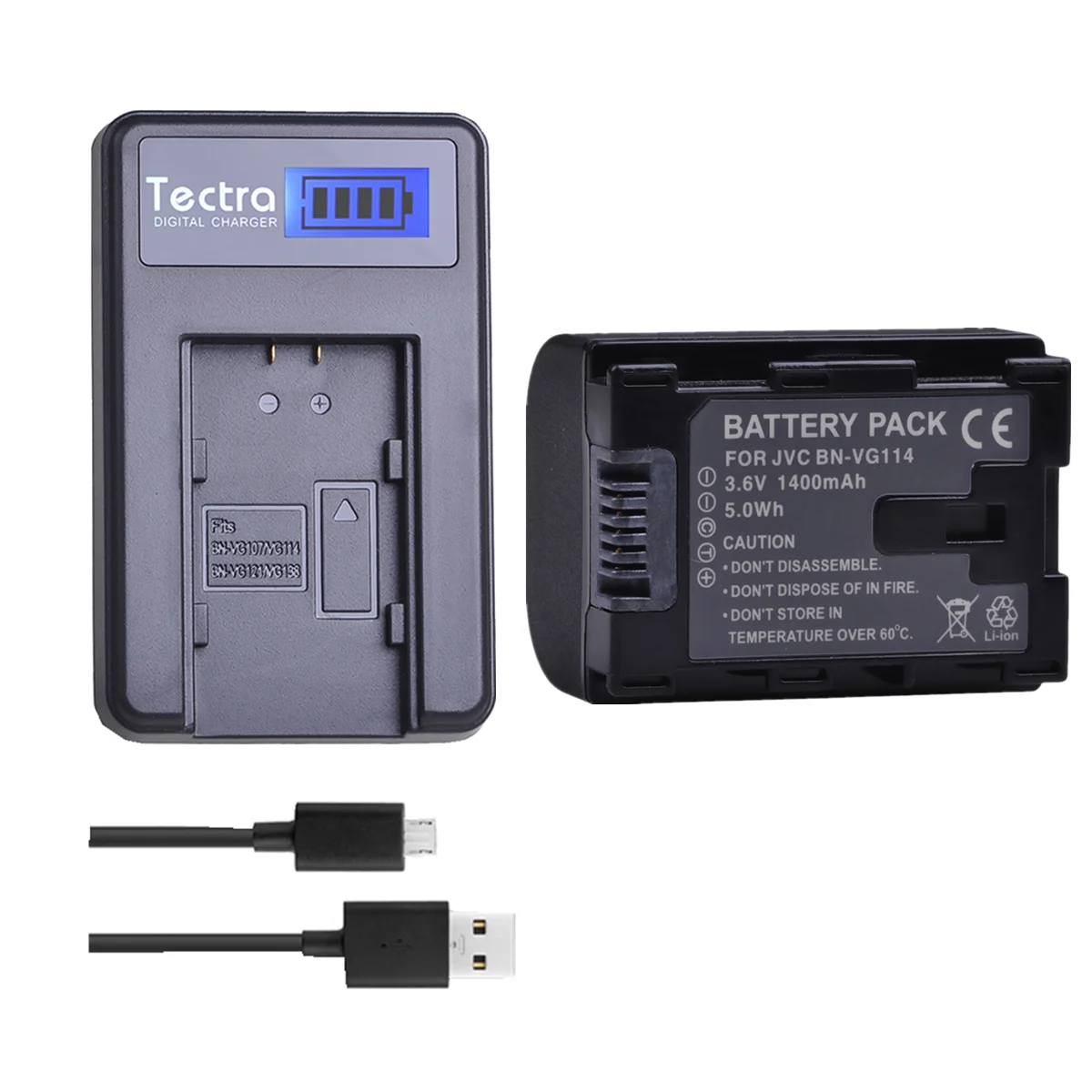 Bateria e Carregador para Jvc Vg108u Vg107u Vg114u Bnvg121 Vg138u Vg138 Vg107e Vg121e Vg114e 1400mah Bn-vg114 Bnvg114 bn Vg114 - Image 3
