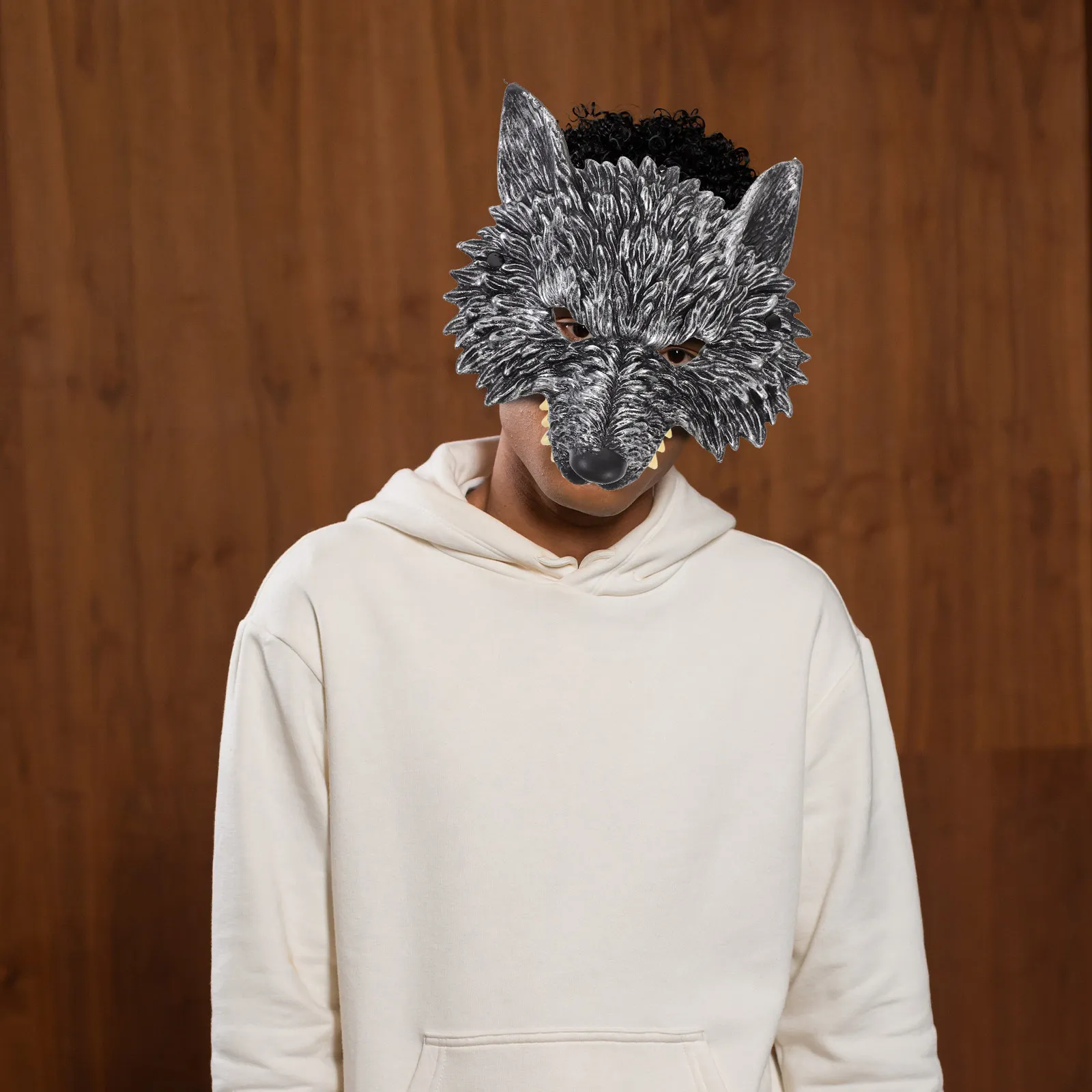 1 세트 늑대 코스프레 의상 키트 할로윈 파티 카니발 축제 무대 공연을위한 현실적인 마스크 장갑 꼬리