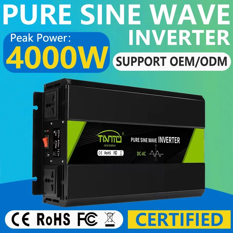 

High Frequency Power 4000W Pure Sine Wave Inverter DC 12V 24V 48V TO AC 100V 110V 120V 220V 230V 240V Car Voltage Converter