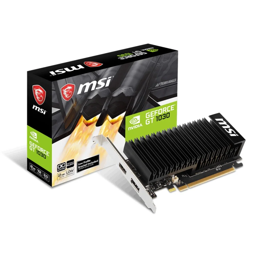 Видеокарта MSI NVIDIA GeForce GT1030 2GHD4 LP OC 2 Гб DDR4 64 бит отдельный настольный компьютер