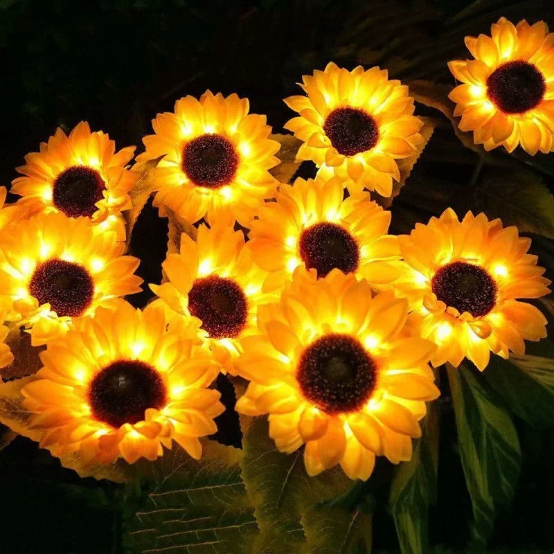 Sunflower Solar LED Garden Lights - Decorative Outdoor Lighting for Weddings, Parties, Holidays, and Home Gardens