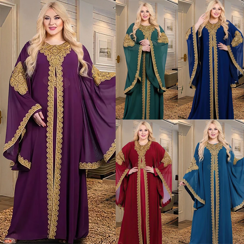 

Kaftan Dubai Abaya Turkey Muslim Chiffon Maxi Dress Islam Clothing Elegant African Dresses for Women Boubou Robe Djellaba Femme