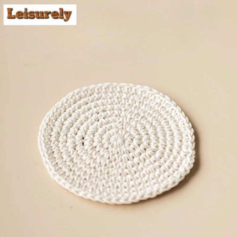 1pc Off-white Sashiko Embroidered Coasters Luxury Mug Plate for Coffee Cups Saucer Heat Insulation Placemats Teacup Base Teaset