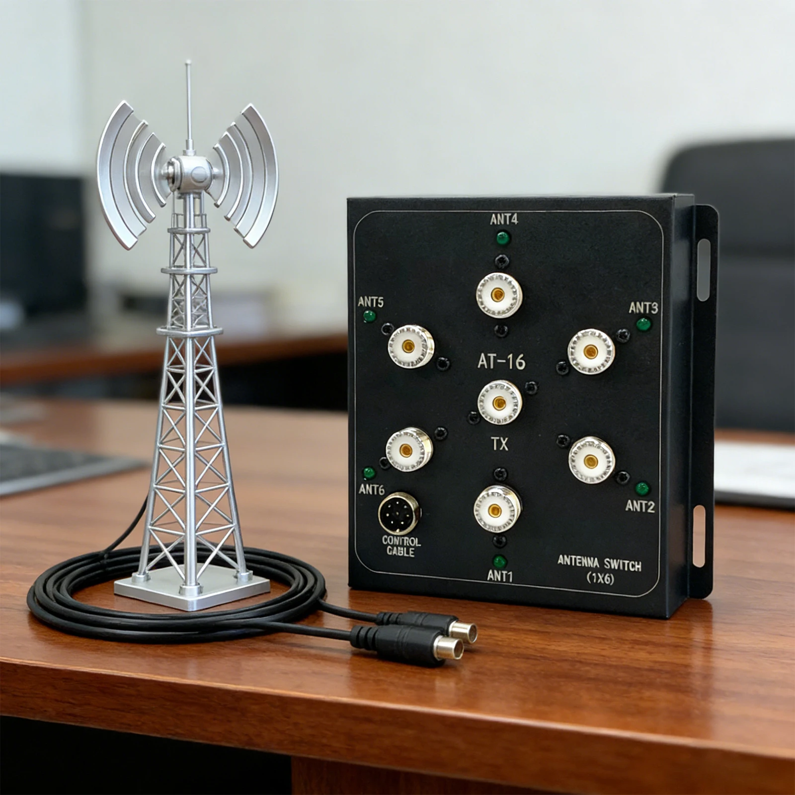 1.8MHz-55MHz AT-16 6방향 안테나 분배기 스위치 동축 원격 안테나 스위치 키트 컨트롤러가 있는 고출력 전송 도구