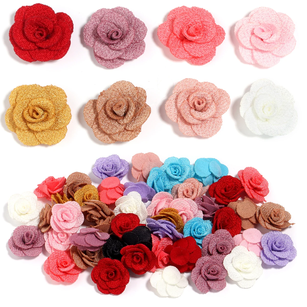 10Pcs/Lot Linen Rose Flowers Artificial Jute Fabric Flowers Handmade ...